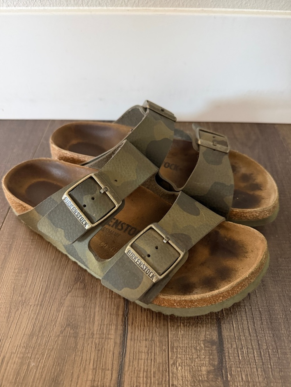 Birkenstock Arizona Two-Strap Sandals in Green Camo